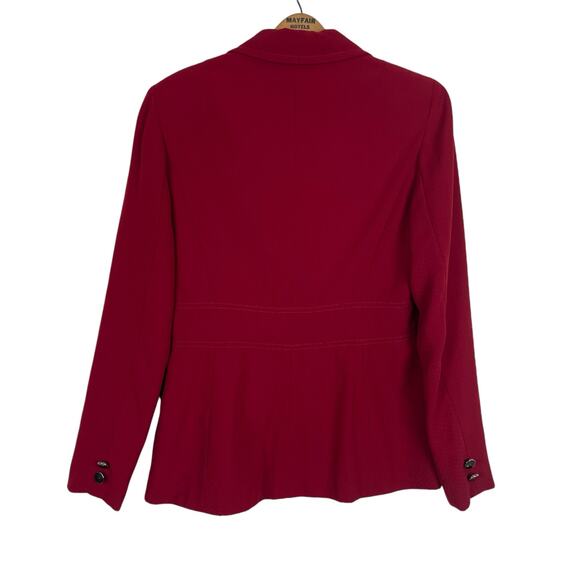 Allen by A.B.S. Women Red Blazer Jacket Sz 6 Retro Preppy Holiday Career Office - Picture 2 of 7